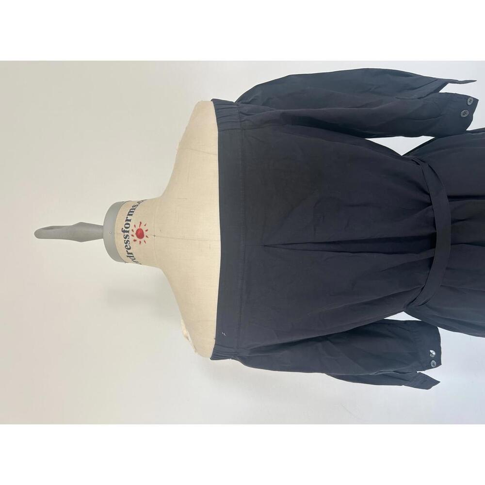 Theory - Off-Shoulder Stretch Cotton Poplin Dress, size 8, black - Picture 5 of 10